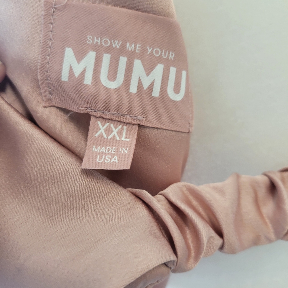 Show Me Your Mumu Zoey Midi Dress in Rose Taupe Luxe Satin size XXL - Picture 6 of 8